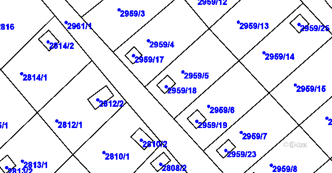 Parcela st. 2959/18 v KÚ Kopřivnice, Katastrální mapa