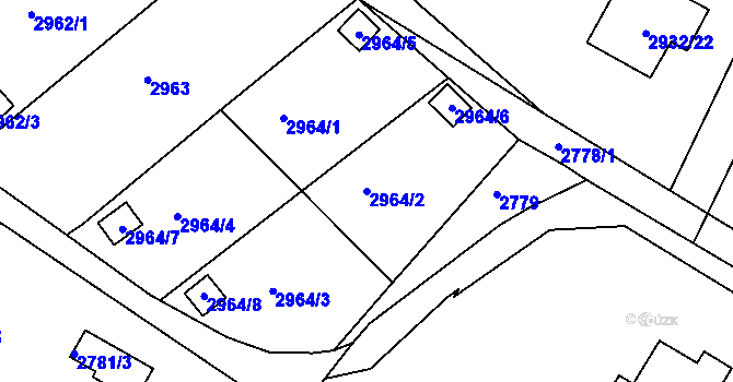 Parcela st. 2964/2 v KÚ Kopřivnice, Katastrální mapa