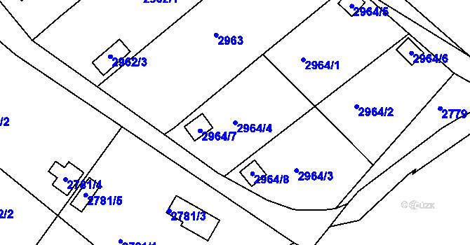 Parcela st. 2964/4 v KÚ Kopřivnice, Katastrální mapa