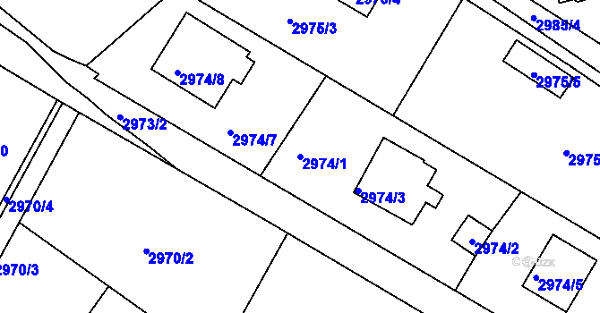 Parcela st. 2974/1 v KÚ Kopřivnice, Katastrální mapa