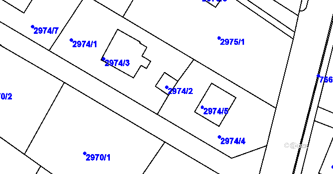Parcela st. 2974/2 v KÚ Kopřivnice, Katastrální mapa