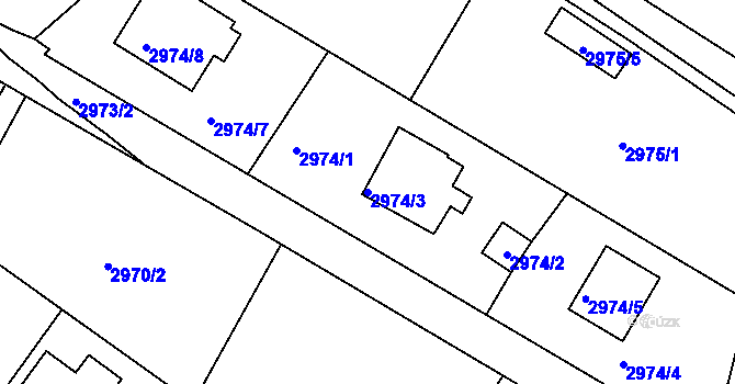 Parcela st. 2974/3 v KÚ Kopřivnice, Katastrální mapa
