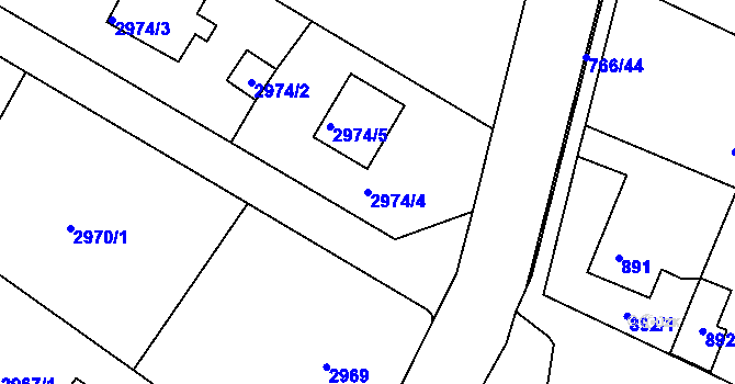 Parcela st. 2974/4 v KÚ Kopřivnice, Katastrální mapa