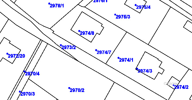 Parcela st. 2974/7 v KÚ Kopřivnice, Katastrální mapa