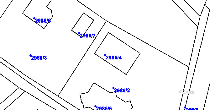 Parcela st. 2986/4 v KÚ Kopřivnice, Katastrální mapa