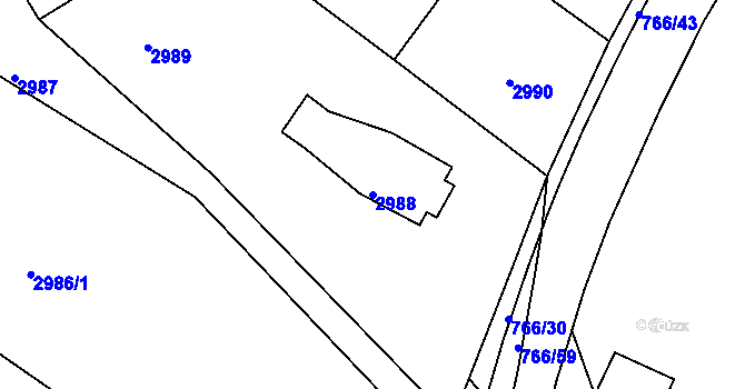 Parcela st. 2988 v KÚ Kopřivnice, Katastrální mapa