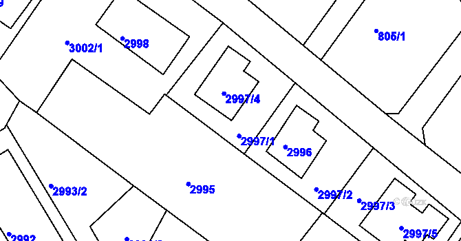 Parcela st. 2997 v KÚ Kopřivnice, Katastrální mapa
