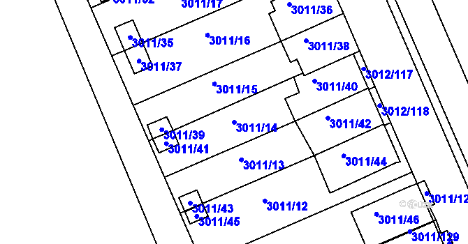 Parcela st. 3011/14 v KÚ Kopřivnice, Katastrální mapa