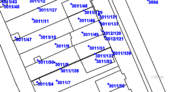 Parcela st. 3011/51 v KÚ Kopřivnice, Katastrální mapa