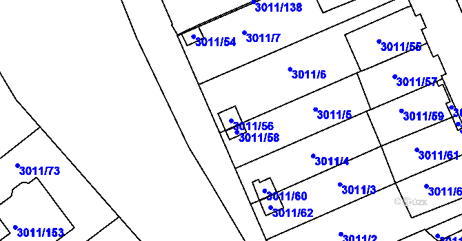 Parcela st. 3011/56 v KÚ Kopřivnice, Katastrální mapa