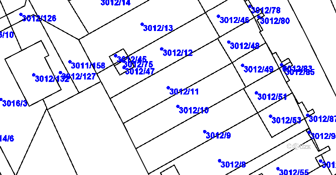 Parcela st. 3012/11 v KÚ Kopřivnice, Katastrální mapa
