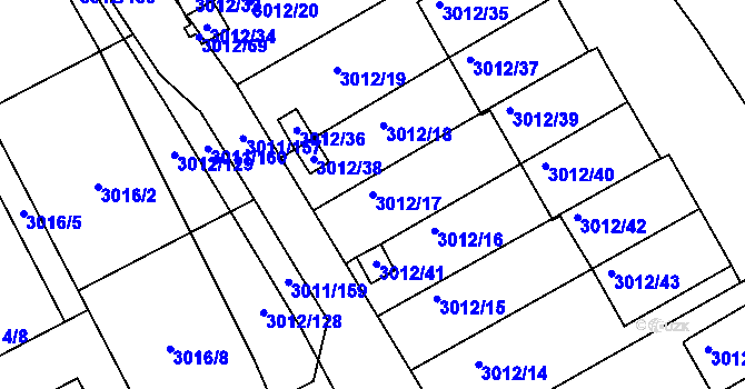 Parcela st. 3012/17 v KÚ Kopřivnice, Katastrální mapa