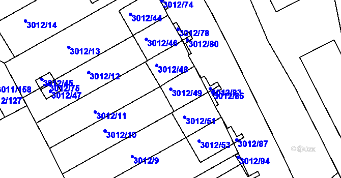 Parcela st. 3012/49 v KÚ Kopřivnice, Katastrální mapa