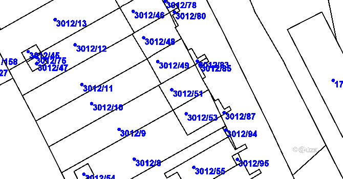 Parcela st. 3012/51 v KÚ Kopřivnice, Katastrální mapa