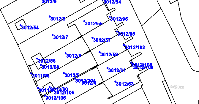 Parcela st. 3012/59 v KÚ Kopřivnice, Katastrální mapa