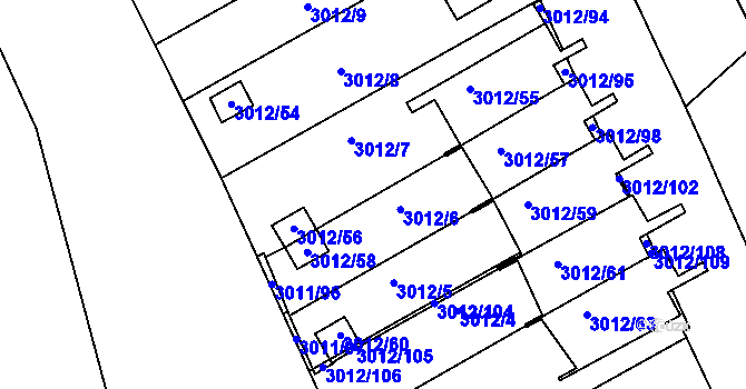 Parcela st. 3012/93 v KÚ Kopřivnice, Katastrální mapa