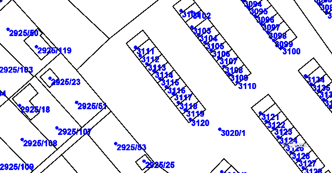 Parcela st. 3116 v KÚ Kopřivnice, Katastrální mapa