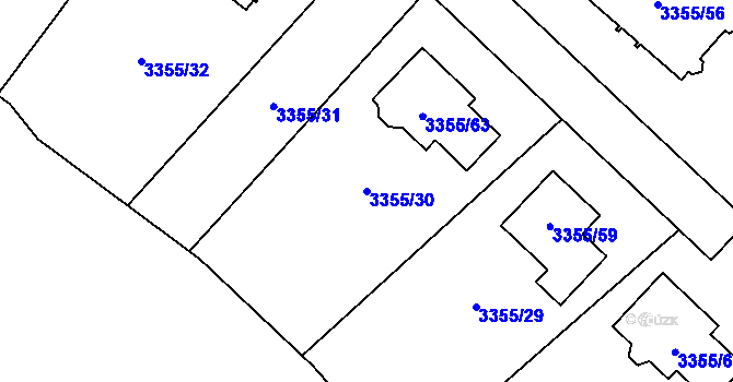 Parcela st. 3355/30 v KÚ Kopřivnice, Katastrální mapa