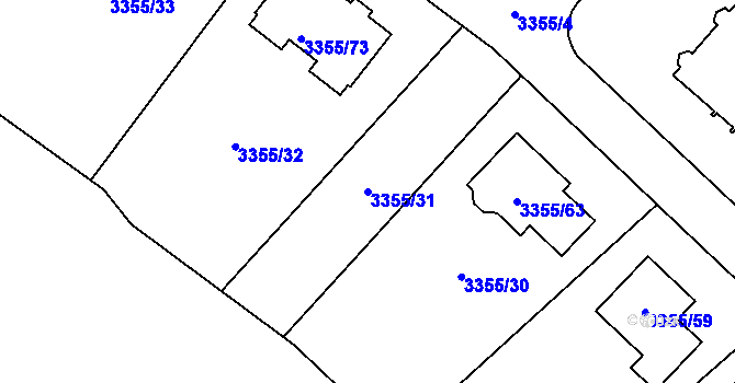 Parcela st. 3355/31 v KÚ Kopřivnice, Katastrální mapa