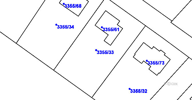 Parcela st. 3355/33 v KÚ Kopřivnice, Katastrální mapa