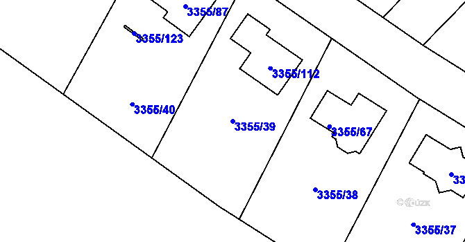 Parcela st. 3355/39 v KÚ Kopřivnice, Katastrální mapa