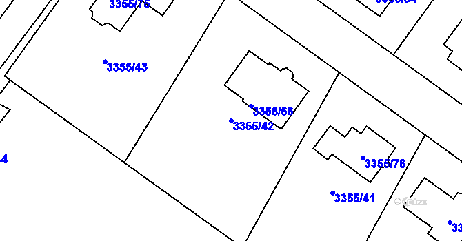 Parcela st. 3355/42 v KÚ Kopřivnice, Katastrální mapa