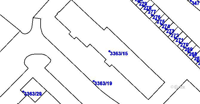 Parcela st. 3363/16 v KÚ Kopřivnice, Katastrální mapa