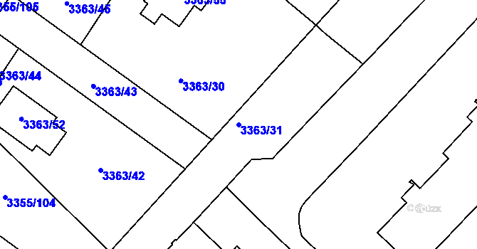 Parcela st. 3363/31 v KÚ Kopřivnice, Katastrální mapa