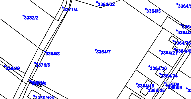 Parcela st. 3364/7 v KÚ Kopřivnice, Katastrální mapa