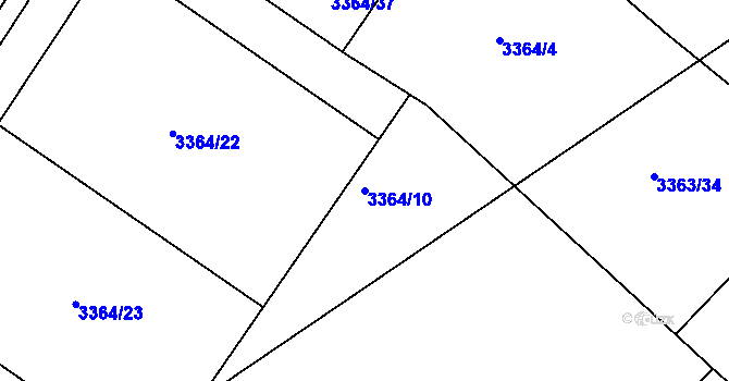 Parcela st. 3364/10 v KÚ Kopřivnice, Katastrální mapa