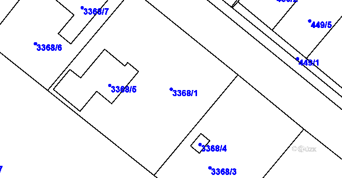 Parcela st. 3368/1 v KÚ Kopřivnice, Katastrální mapa