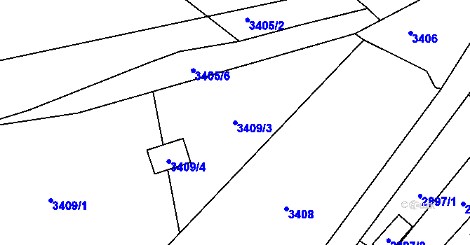 Parcela st. 3409/3 v KÚ Kopřivnice, Katastrální mapa