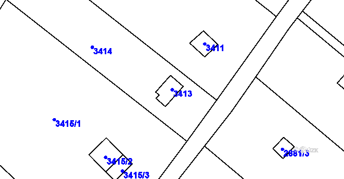 Parcela st. 3413 v KÚ Kopřivnice, Katastrální mapa