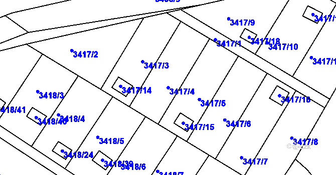Parcela st. 3417/4 v KÚ Kopřivnice, Katastrální mapa