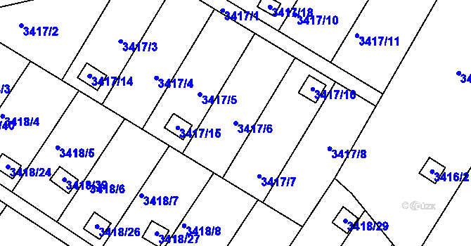 Parcela st. 3417/6 v KÚ Kopřivnice, Katastrální mapa