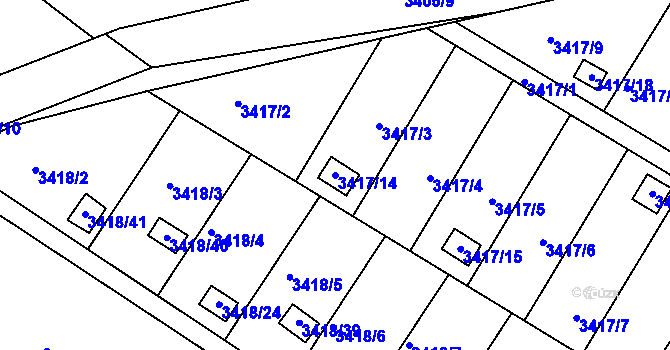 Parcela st. 3417/14 v KÚ Kopřivnice, Katastrální mapa