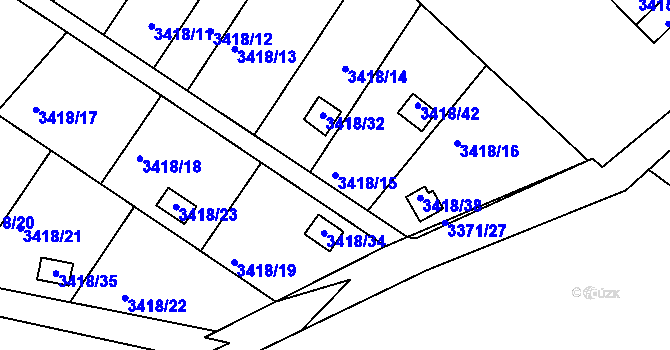 Parcela st. 3418/15 v KÚ Kopřivnice, Katastrální mapa