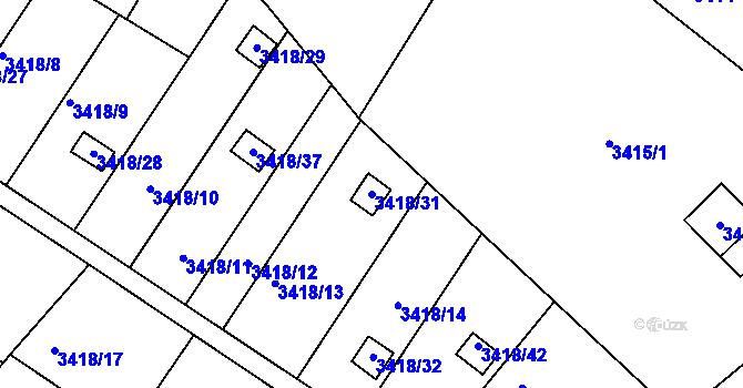 Parcela st. 3418/31 v KÚ Kopřivnice, Katastrální mapa