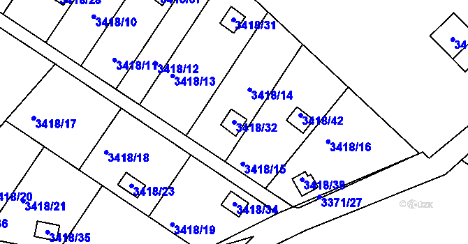 Parcela st. 3418/32 v KÚ Kopřivnice, Katastrální mapa