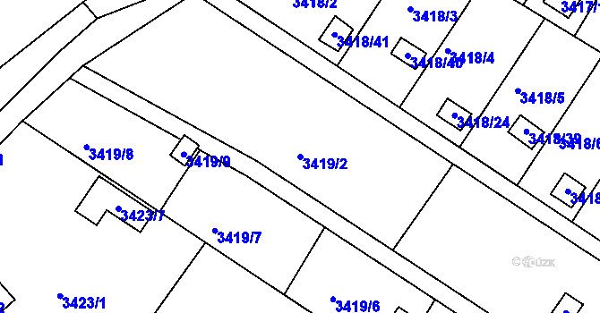 Parcela st. 3419/2 v KÚ Kopřivnice, Katastrální mapa