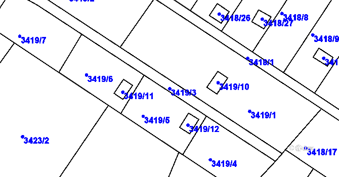 Parcela st. 3419/3 v KÚ Kopřivnice, Katastrální mapa