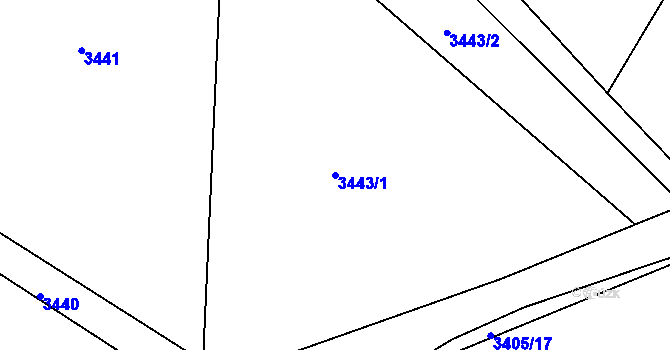 Parcela st. 3443/1 v KÚ Kopřivnice, Katastrální mapa