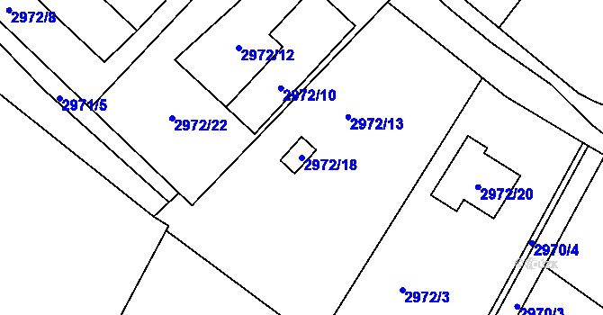 Parcela st. 2972/18 v KÚ Kopřivnice, Katastrální mapa