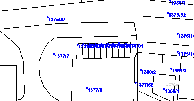 Parcela st. 1377/76 v KÚ Kopřivnice, Katastrální mapa