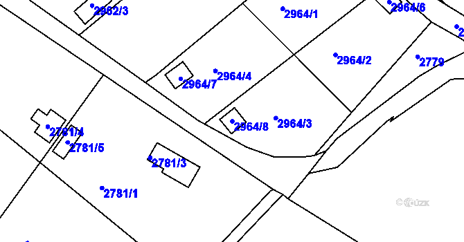 Parcela st. 2964/8 v KÚ Kopřivnice, Katastrální mapa