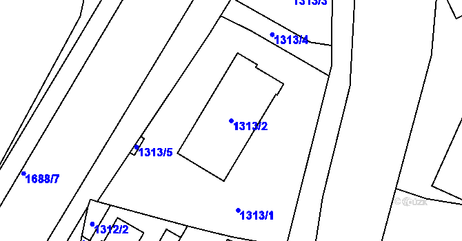 Parcela st. 1313/2 v KÚ Kopřivnice, Katastrální mapa
