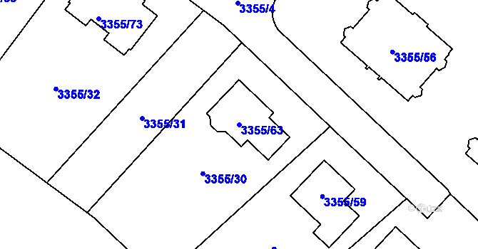 Parcela st. 3355/63 v KÚ Kopřivnice, Katastrální mapa