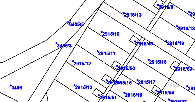 Parcela st. 2915/11 v KÚ Kopřivnice, Katastrální mapa