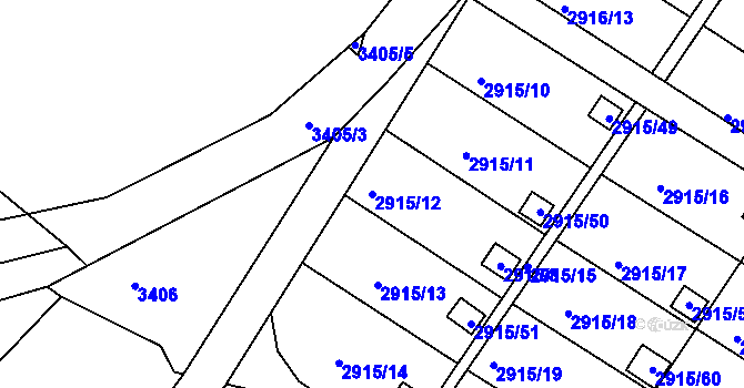 Parcela st. 2915/12 v KÚ Kopřivnice, Katastrální mapa