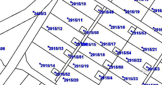 Parcela st. 2915/15 v KÚ Kopřivnice, Katastrální mapa